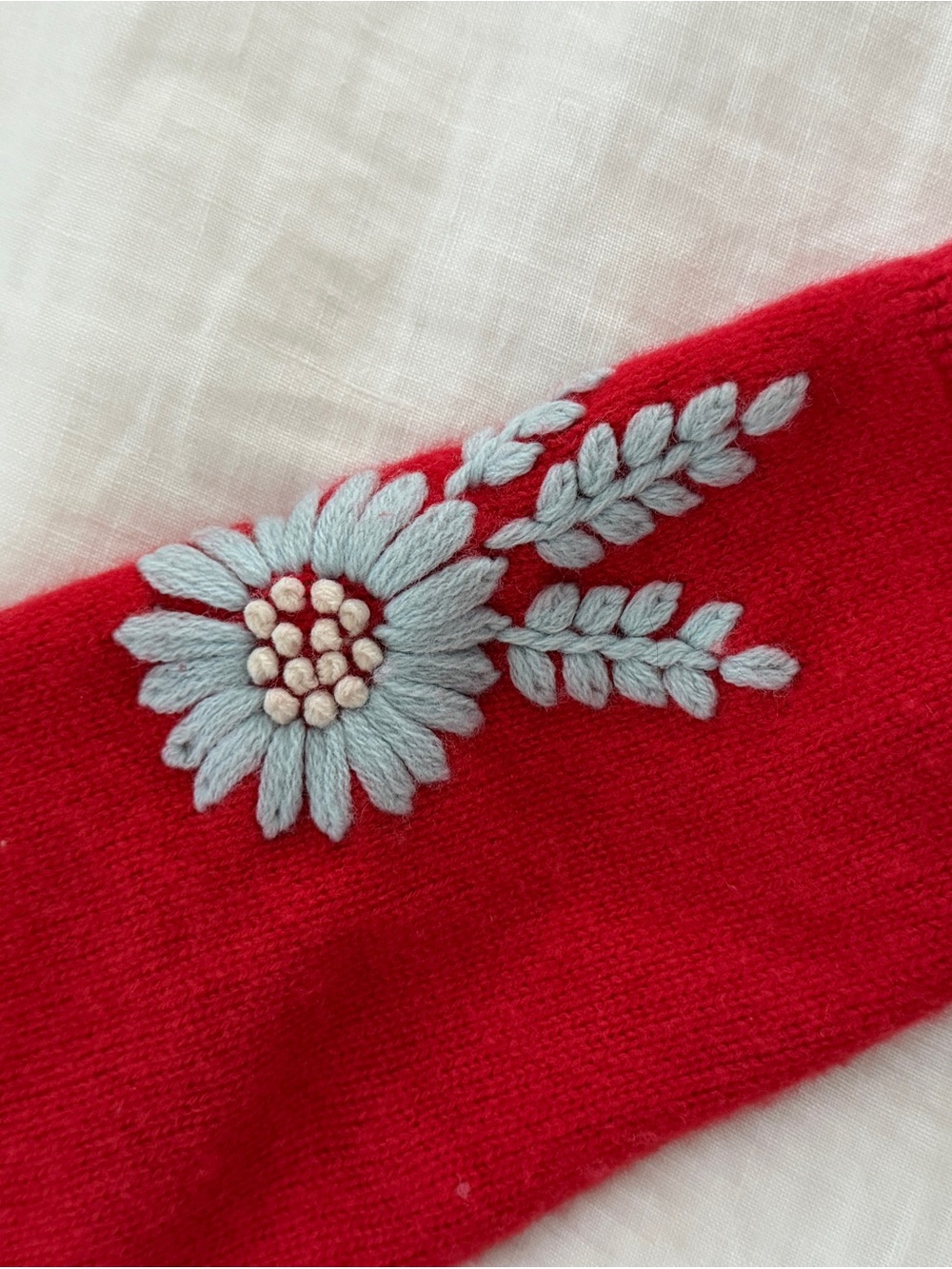 Alex Mill Red Cardigan with White Floral Embroidery - Picture 7 of 12